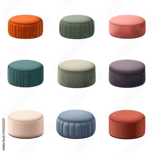 Set of various modern stunning puffed on isolated transparent cutout PNG Background