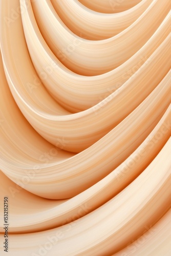 Curved pale orange shapes. Repeating layers of light color. Soft smooth forms. Abstract pattern with fluid movement. Wavy beige background