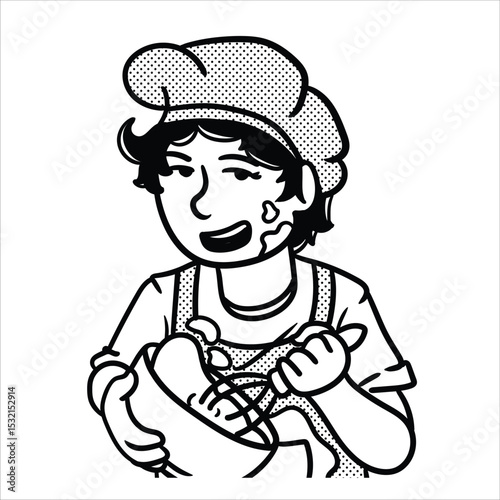Lineart Baker Profession Avatar Minimalist Lineart Style