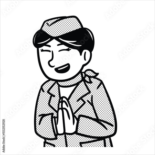 Lineart Air Hostess Profession Avatar Minimalist Lineart Style