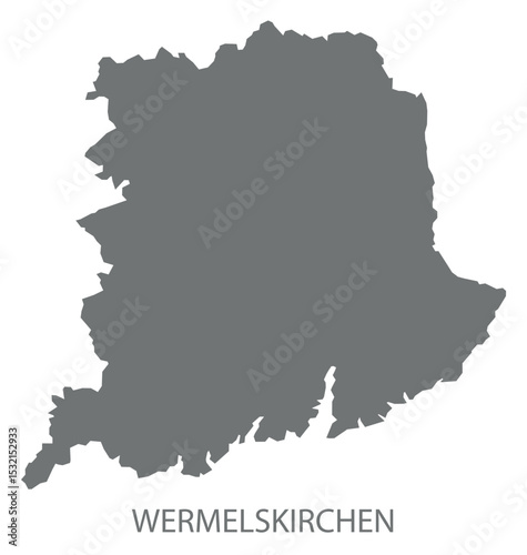 Wermelskirchen city map with boroughs grey illustration silhouette shape