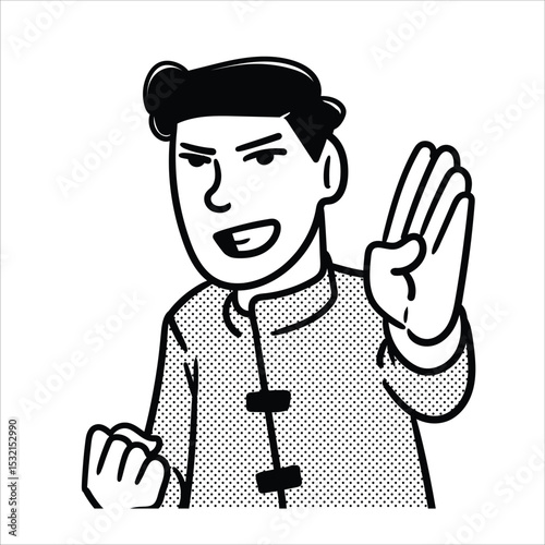 Lineart Kung Fu Master Profession Avatar Minimalist Lineart Style