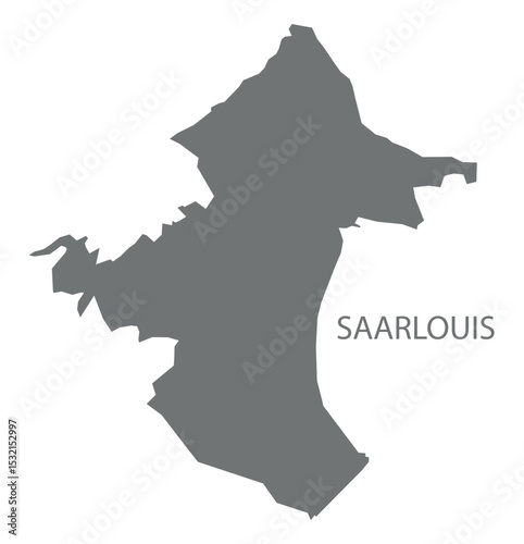 Saarlouis city map with boroughs grey illustration silhouette shape