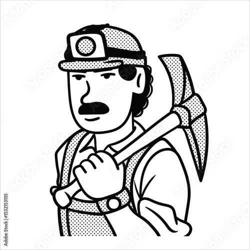 Lineart Miner Profession Avatar Minimalist Lineart Style