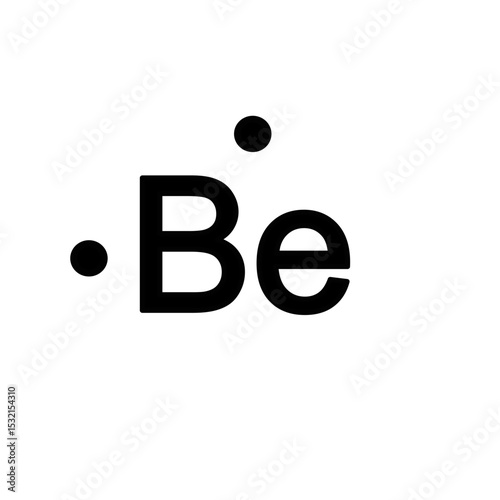 Lewis structure of Beryllium (Be) is isolated on white background. 