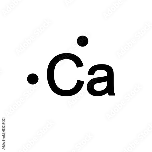 Lewis structure of Calcium (Ca) is isolated on white background. 