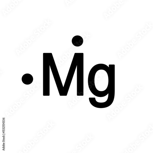 Lewis structure of Magnesium (Mg) is isolated on white background. 