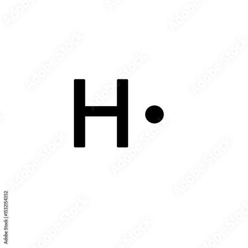 Lewis structure of Hydrogen (H) is isolated on white background. 