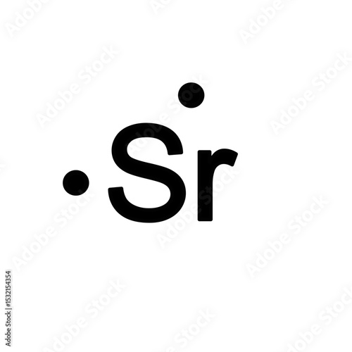 Lewis structure of Strontium (Sr) is isolated on white background. 