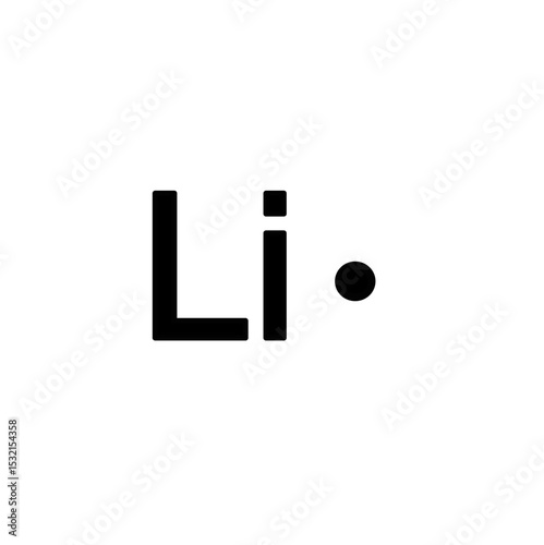 Lewis structure of Lithium (Li) is isolated on white background. 