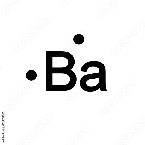 Lewis structure of Barium (Ba) is isolated on white background. 