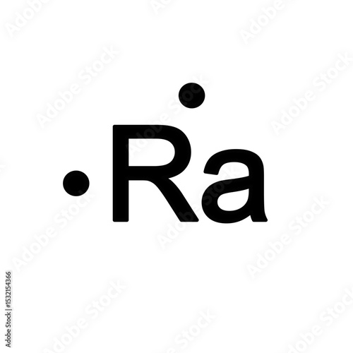Lewis structure of Radium (Ra) is isolated on white background. 