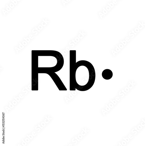 Lewis structure of Rubidium (Rb) is isolated on white background. 
