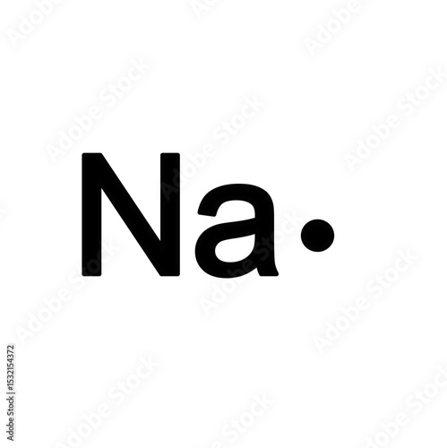 Lewis structure of Sodium (Na) is isolated on white background. 