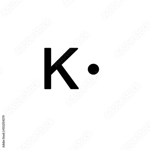 Lewis structure of Pottasium (K) is isolated on white background. 