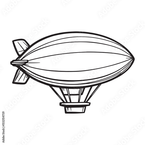 Vintage zeppelin airship flying in clear sky vector