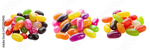 Set of colorful jelly bean candies isolated on transparent background PNG