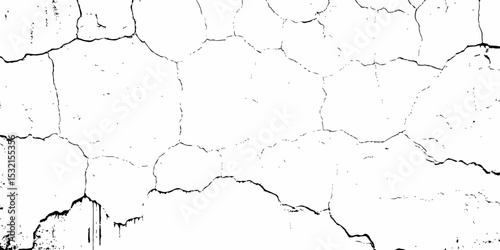 high contrast image showing a cracked white surface, creating a distressed and textured abstract pattern design element