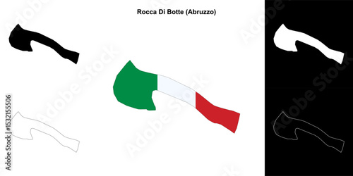 Rocca Di Botte (Abruzzo) outline map set