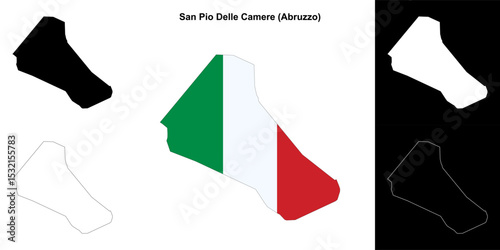 San Pio Delle Camere (Abruzzo) outline map set