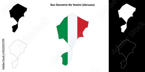 San Demetrio Ne Vestini (Abruzzo) outline map set