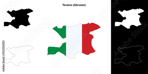 Teramo (Abruzzo) outline map set