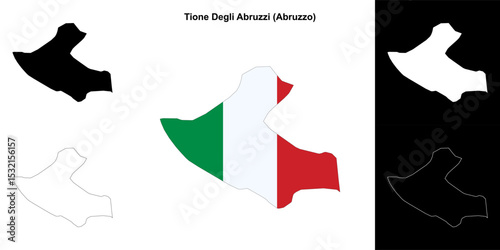 Tione Degli Abruzzi (Abruzzo) outline map set