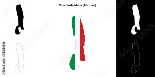 Villa Santa Maria (Abruzzo) outline map set
