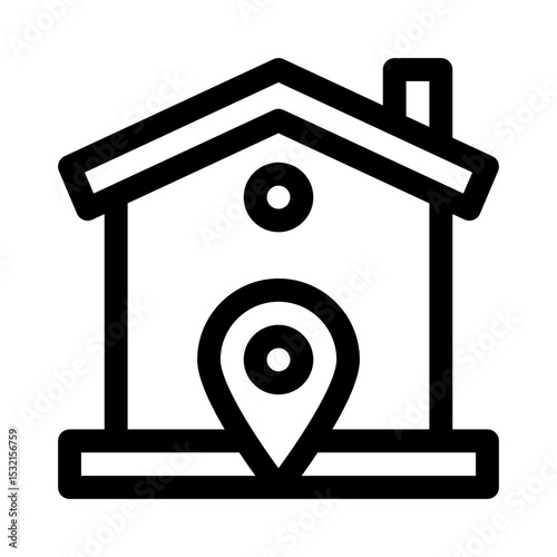 Location Pin on House line icon