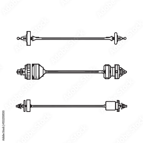 Axle engineering schematic style vector line art graphic