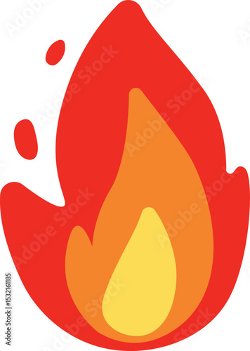 Bold fire icon in flat vector style. Perfect for trending content, passion themes, hot labels, or YouTube thumbnails. Great for UI, alerts, viral content, hot topics, warning, badges, energy graphics.
