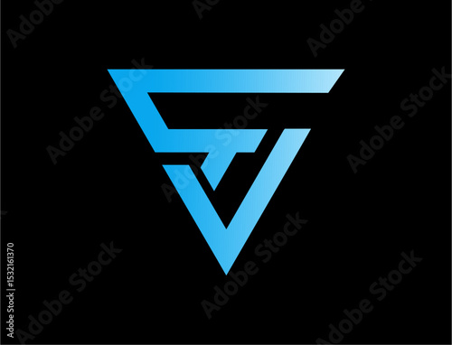 Abstract letter s , t or v logo design triangle symbol