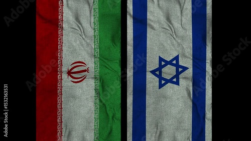 Iran Israel flag animation seamless loop. 4k