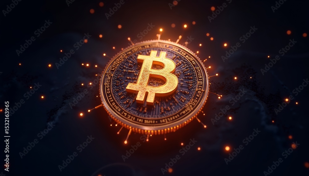 Golden Coin with B Symbol on Dark Background Golden Coin with B Symbol on Dark Background