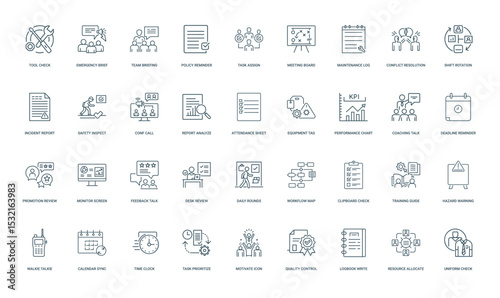 supervisor tech tool checks team briefings task prioritization collection linear icons