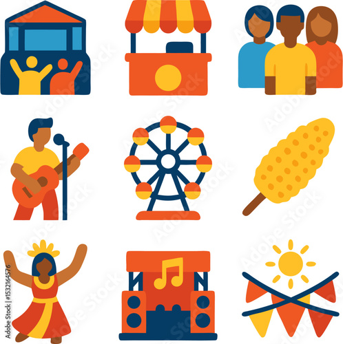 Summer festivals icons pack