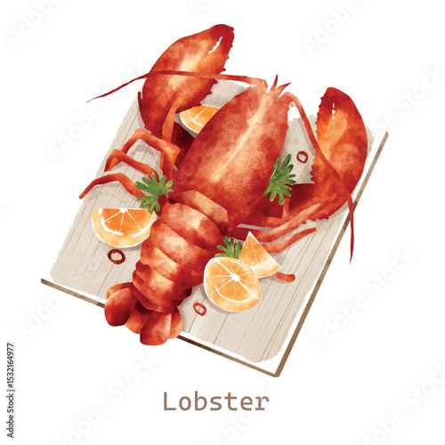 Cooked lobster with lemon