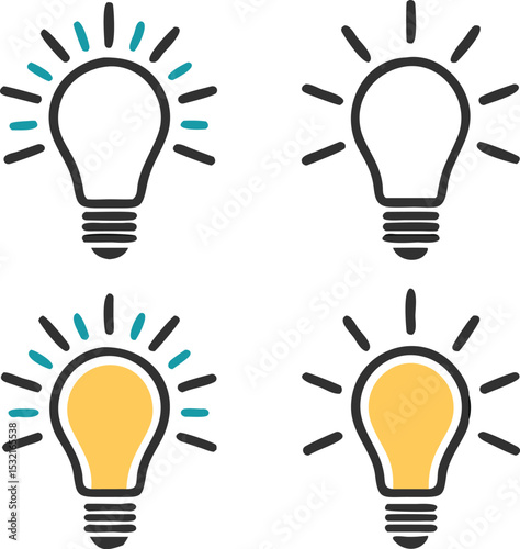 Light bulb icon set. light lamp. Vector illustration