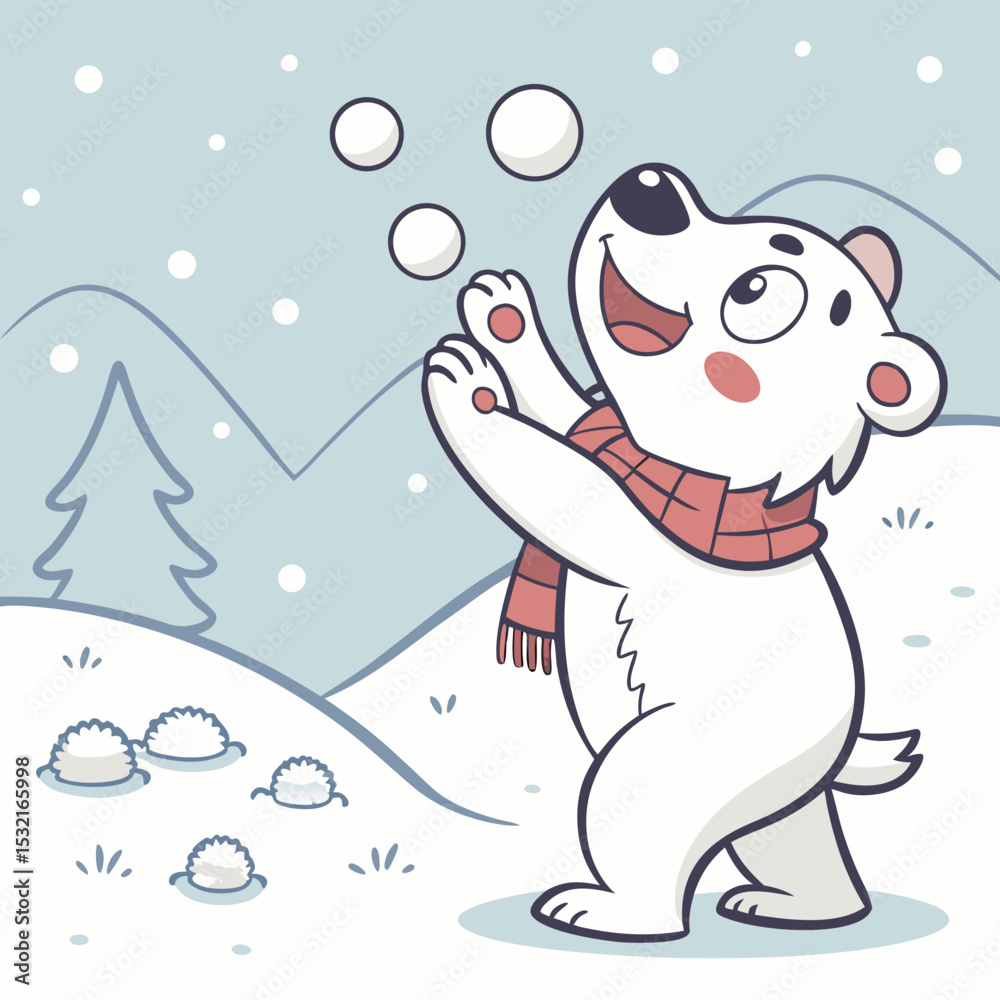 Fototapeta premium Playful Colorful Marker Polar bears Illustration