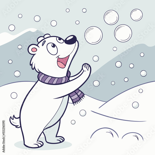 Playful Colorful Pastel Polar bears Illustration
