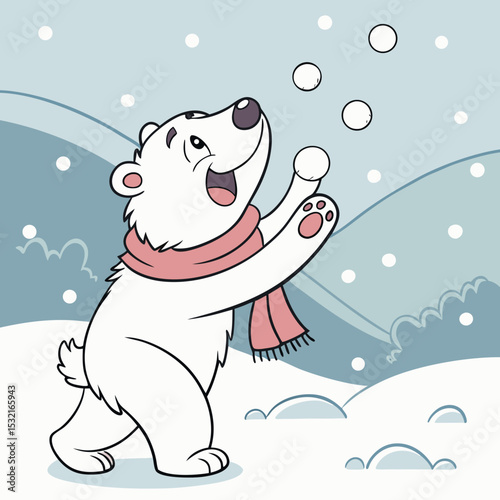 Playful Colorful Flat Polar bears Illustration