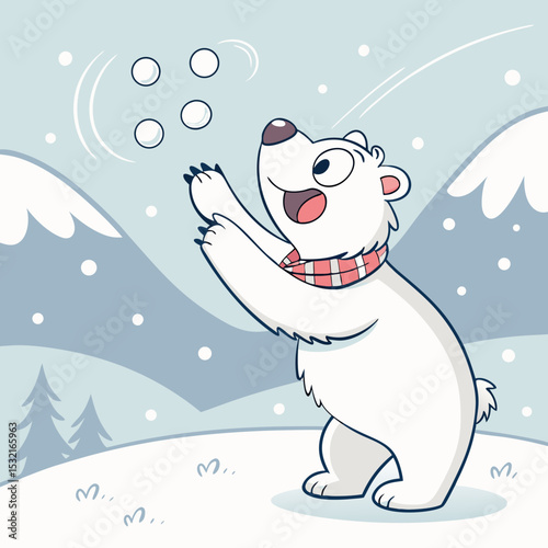 Playful Colorful Crayon Polar bears Illustration