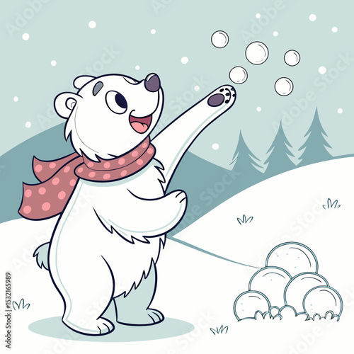 Playful Colorful Doodle Polar bears Illustration