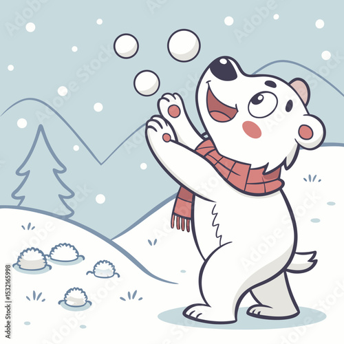 Playful Colorful Marker Polar bears Illustration