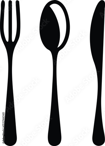 Fork, knife and spoon icon. Vector illustration