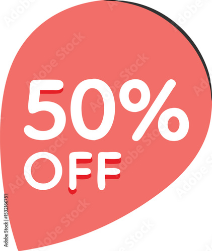 Special offer 50 percent off. Sale tag. Vector illustration