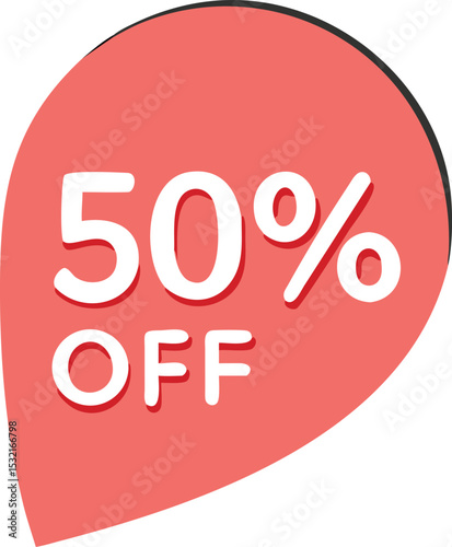 Special offer 50 percent off. Sale tag. Vector illustration
