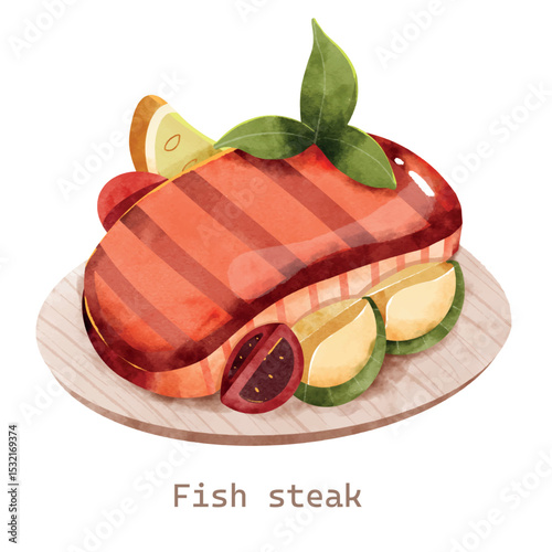 Delicious grilled fish steak