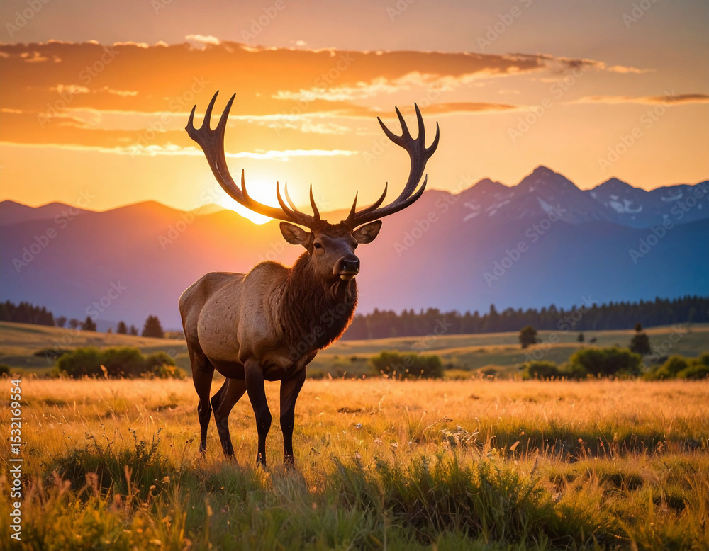 Fototapeta premium elk at sunset