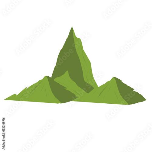 green mountain illustration. Flat design illustration of green high hill mountain. Illustration of mountains 